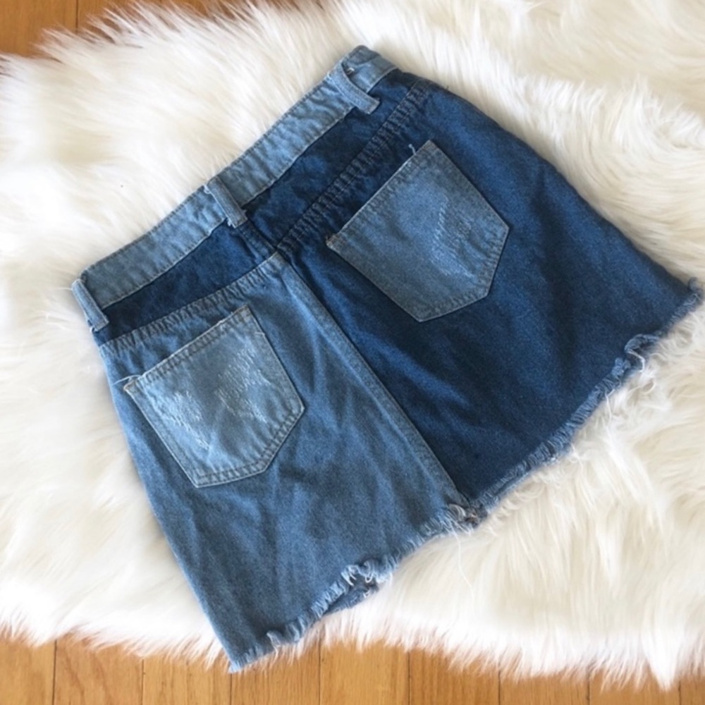 Sunset & Spring Patchy Destroyed Denim Mini Skirt… - image 6